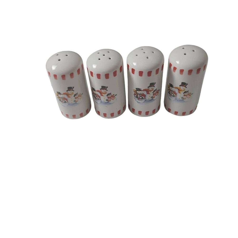 Vtg Merry Brite Snowmen Salt & Pepper Shakers 2 Sets Christmas Holiday Collector